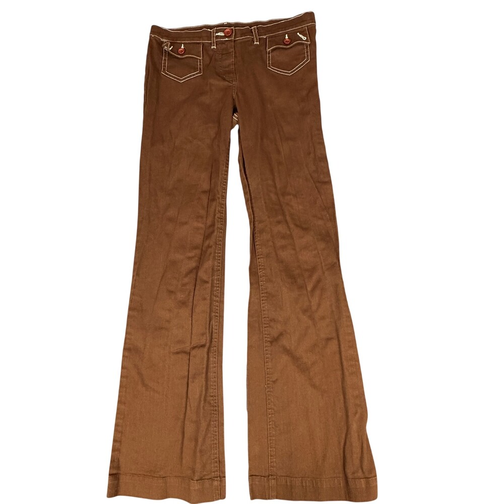 INC International Concepts Low Rise Pants Womens 6 (31x32.5) Brown Flare Stretch